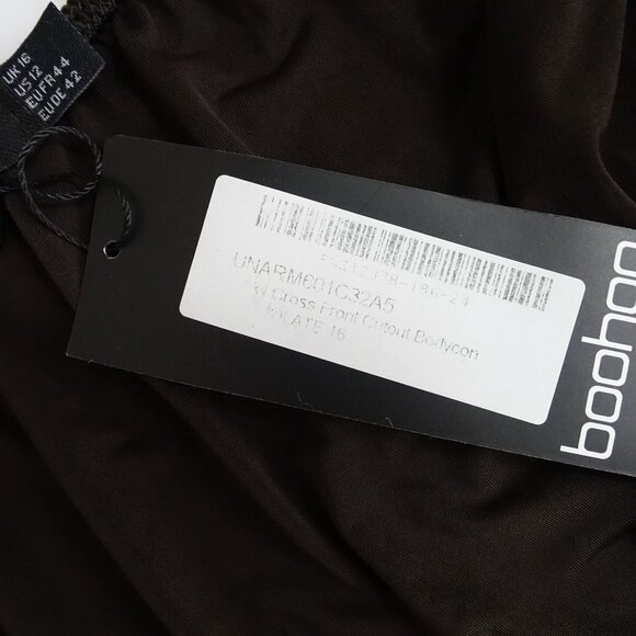 Boohoo Brown Bodycon Sheath Dress Women Size 12 Sleeveless Keyhole Partywear NEW - Picture 5 of 10